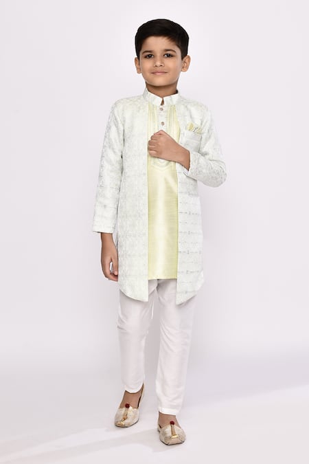 Petite Pomme Geometric Embellished Jacket Sherwani With Pyjama 