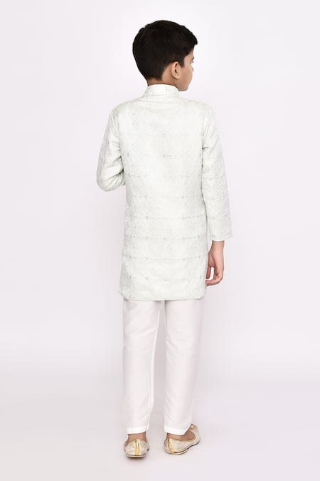 Petite Pomme Geometric Embellished Jacket Sherwani With Pyjama 