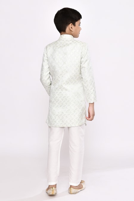 Petite Pomme Abstract Floral Embroidered Jacket Sherwani With Pyjama 