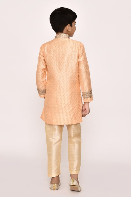 Petite Pomme Sequin Floral Embroidered Sherwani With Pyjama 