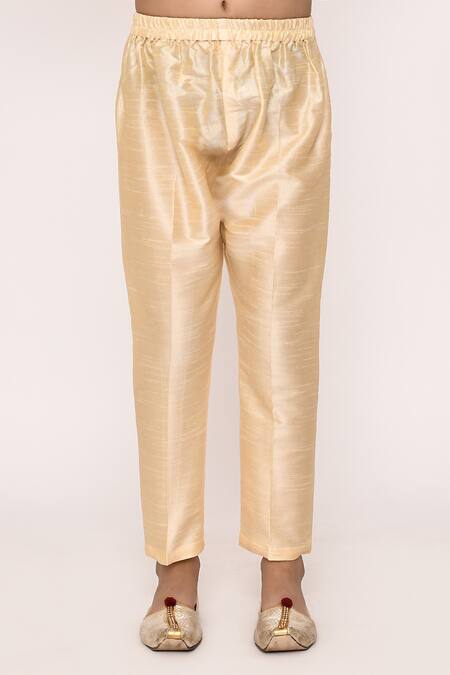 Petite Pomme_Cream Silk, Jacquard Sequins, Embroidery Abstract Jacket Sherwani With Pant _Online_at_Aza_Fashions