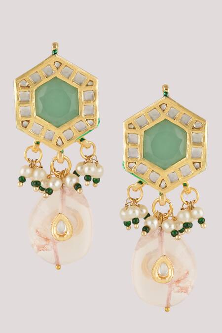 Buy_ChhavI'S Jewels_Multi Color Diamonds, Stones Kundan And Pearl Embellished Necklace Set _Online_at_Aza_Fashions