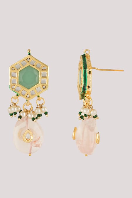 Shop_ChhavI'S Jewels_Multi Color Diamonds, Stones Kundan And Pearl Embellished Necklace Set _Online_at_Aza_Fashions