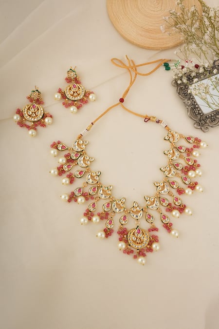 ChhavI'S Jewels Kundan & Polki Embellished Necklace Set 