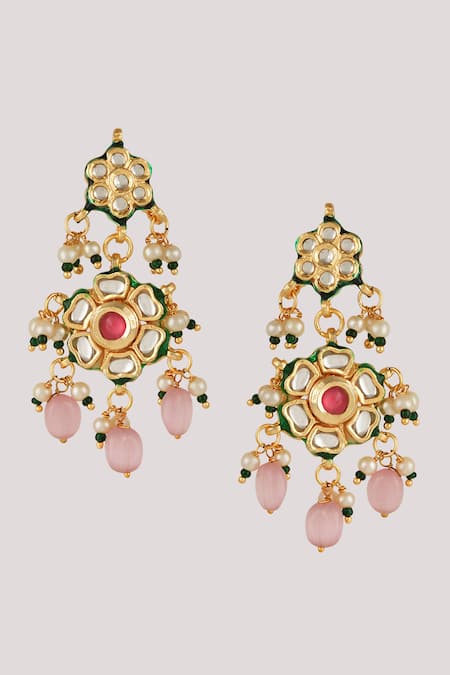Buy ChhavI'S Jewels Pink Zari Kundan Embellished Layered Necklace Set Online at Aza Fashions Buy_ChhavI'S Jewels_Pink Zari Kundan Embellished Layered Necklace Set _Online_at_Aza_Fashions