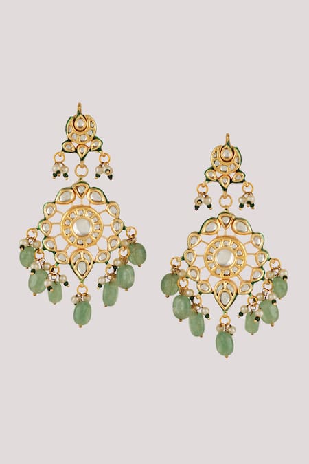 Buy ChhavI'S Jewels Green Gota Patti, Stones Kundan And Polki Embellished Necklace Set Online at Aza Fashions Buy_ChhavI'S Jewels_Green Gota Patti, Stones Kundan And Polki Embellished Necklace Set _Online_at_Aza_Fashions