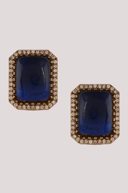 Buy_ChhavI'S Jewels_Blue Pearls, Diamonds Kundan Embellished Multistrand Choker Necklace Set _Online_at_Aza_Fashions