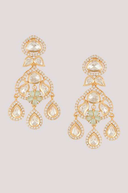 ChhavI'S Jewels_Green Bows, Stones Kundan And Polki Embellished Necklace Set_Online_at_Aza_Fashions