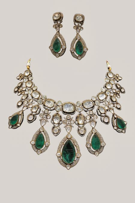 Prestones Kundan Stone Embellished Necklace Set 