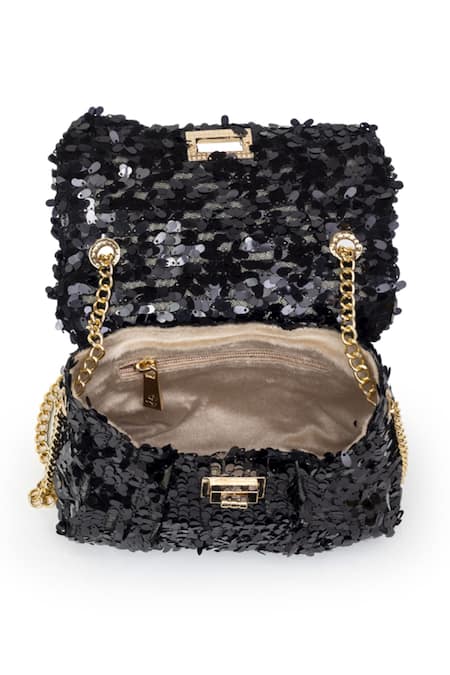 Buy_SG Collection By Sonia Gulrajani_Black Sequin Trish Embellished Sling Bag _Online_at_Aza_Fashions