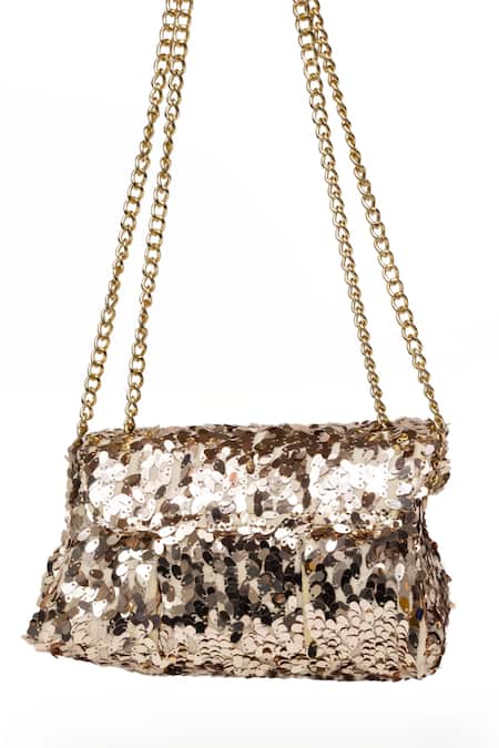 Buy_SG Collection By Sonia Gulrajani_Rose Gold Sequin Trish Glimmery Embellished Sling Bag _Online_at_Aza_Fashions