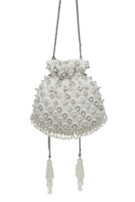 SG Collection By Sonia Gulrajani Jumana Pearl & Bead Embellished Potli Bag 