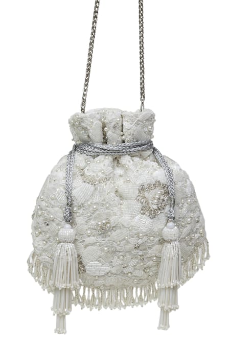 SG Collection by Sonia Gulrajani Maisy Pearl & Sequin Bloom Embellished Potli Bag 