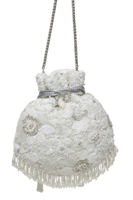 SG Collection By Sonia Gulrajani Maisy Pearl & Sequin Bloom Embellished Potli Bag 
