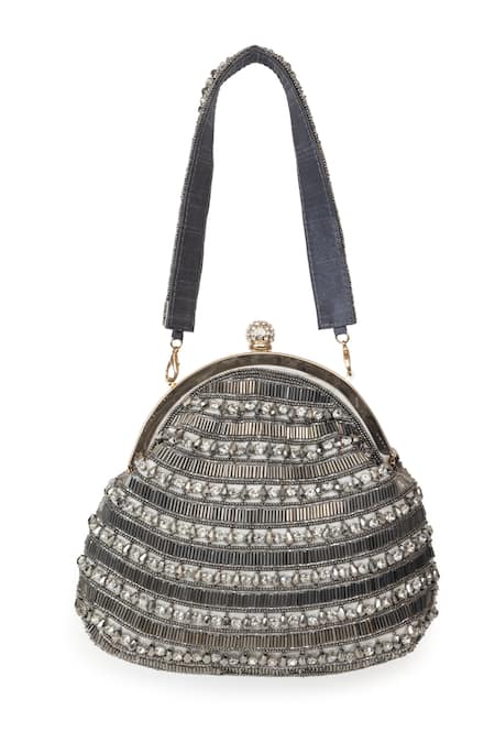 SG Collection By Sonia Gulrajani Smoke Quartz Nalki Embellished Clutch Bag 