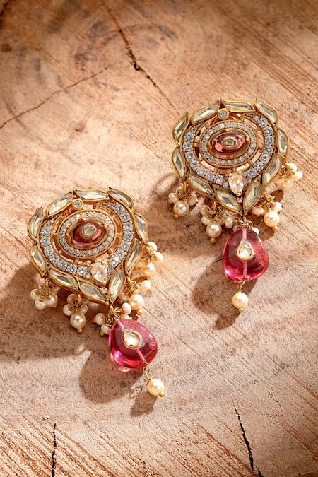 Tarun Tahiliani Stone Embellished Drop Earrings 