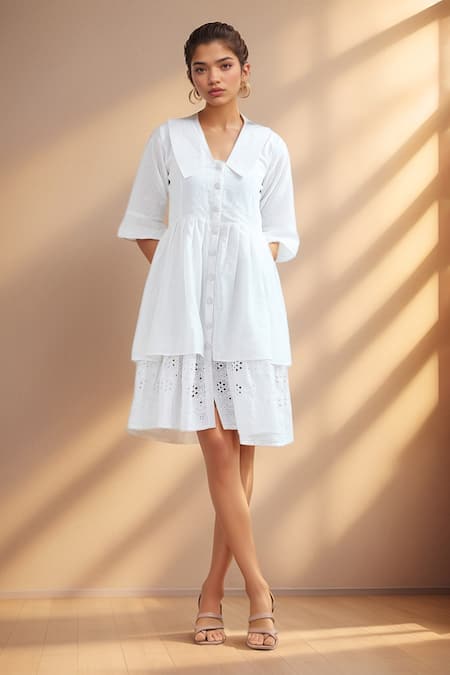 Samyukta Singhania Cutout Pattern Flared Shirt Dress 