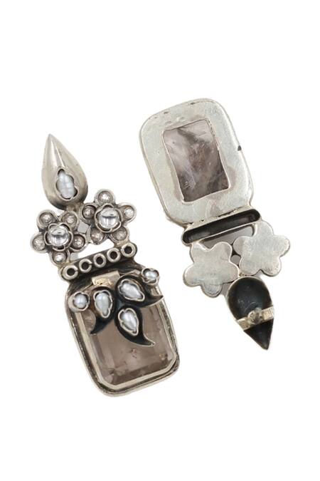 Buy Sangeeta Boochra Silver Plated Pearls, Crystals Charm Embellished Earrings Online at Aza Fashions Buy_Sangeeta Boochra_Silver Plated Pearls, Crystals Charm Embellished Earrings _Online_at_Aza_Fashions