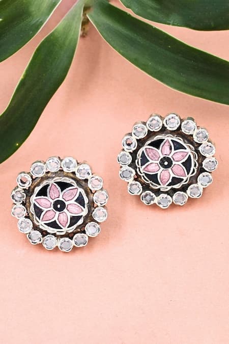 Sangeeta Boochra Charm Floral Stone Embellished Earrings 