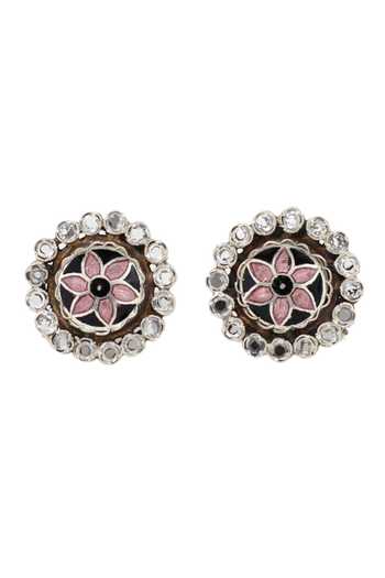Sangeeta Boochra_Silver Plated Crystals, Stones Charm Floral Embellished Earrings _Online_at_Aza_Fashions