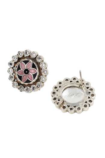 Buy_Sangeeta Boochra_Silver Plated Crystals, Stones Charm Floral Embellished Earrings _Online_at_Aza_Fashions