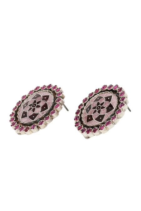 Buy_Sangeeta Boochra_Silver Plated Stones Charm Embellished Floral Earrings _Online_at_Aza_Fashions