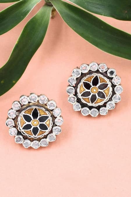 Sangeeta Boochra Charm Round Stone Embellished Earrings 