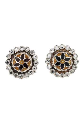 Sangeeta Boochra_Silver Plated Crystals Charm Round Stone Embellished Earrings _Online_at_Aza_Fashions