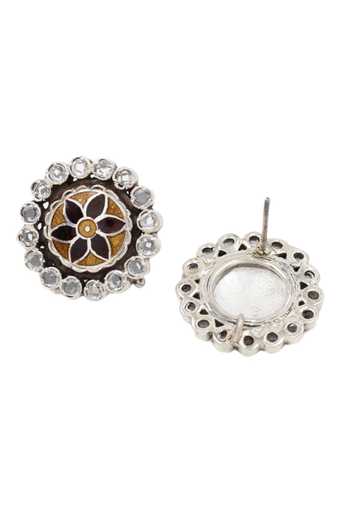Buy_Sangeeta Boochra_Silver Plated Crystals Charm Round Stone Embellished Earrings _Online_at_Aza_Fashions