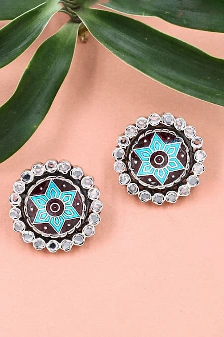 Sangeeta Boochra Artisan Floral Carved Studs 