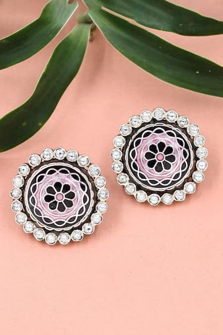 Sangeeta Boochra Floral Carved Studs 