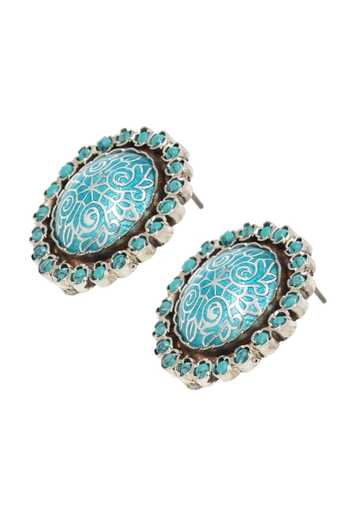 Shop Sangeeta Boochra Blue Crystals Artful Floral Carved Studs Online at Aza Fashions Shop_Sangeeta Boochra_Blue Crystals Artful Floral Carved Studs _Online_at_Aza_Fashions