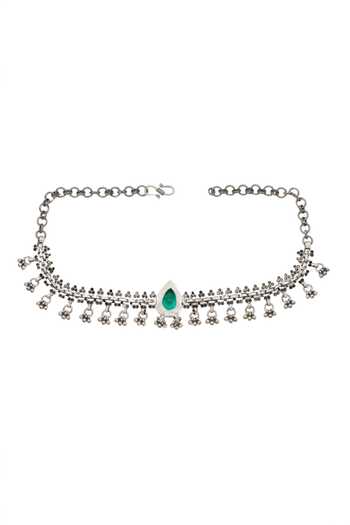 Sangeeta Boochra_Green Majestic Glow Tear Drop Stone Embellished Necklace _Online_at_Aza_Fashions