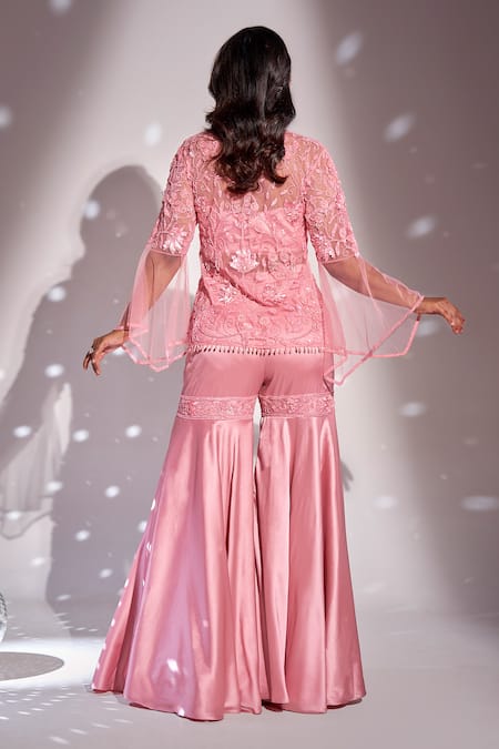 Rimple Agrawal Floral Embroidered Tunic With Gharara For Kids