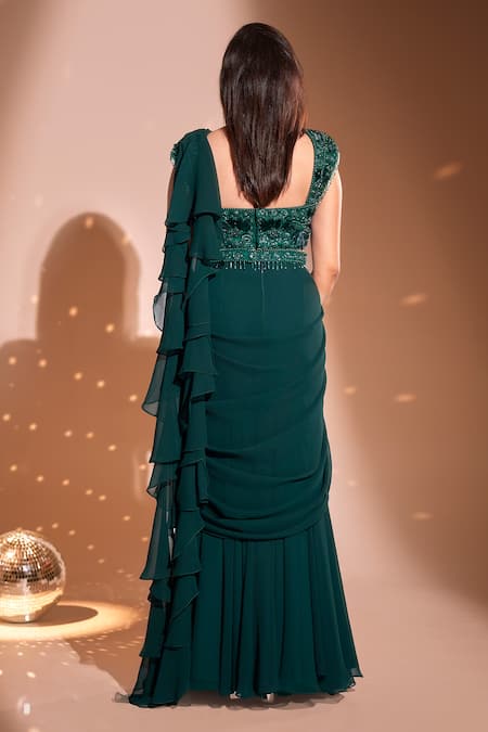 Rimple Agrawal Mermaid Pre-Draped Saree With Embroidered Blouse For Kids