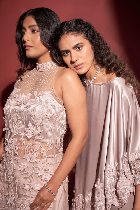 Shop_Rimple Agrawal_Pink Kurta Net Embroidery Floral Sequin Short And Sharara Set For Kids