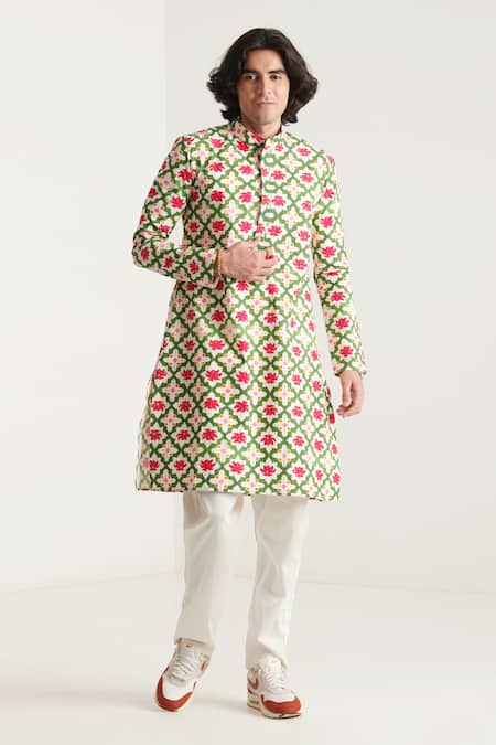 Blushing Couture by shafali Lotus Print Kurta & Pant Set 