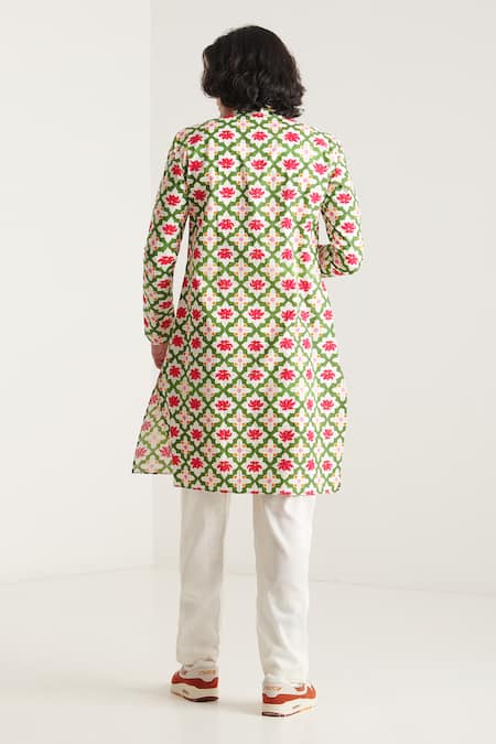 Blushing Couture By Shafali Lotus Print Kurta & Pant Set 