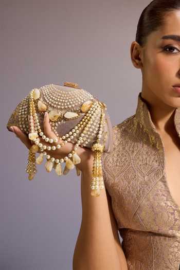 Tarun Tahiliani Jewelled Crystal Embellished Clutch 
