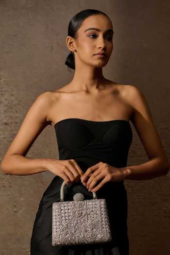 Buy Tarun Tahiliani Silver Zari, Embroidery Floral Garden Of Eden Clutch Bag Online at Aza Fashions Buy_Tarun Tahiliani_Silver Zari, Embroidery Floral Garden Of Eden Clutch Bag _Online_at_Aza_Fashions