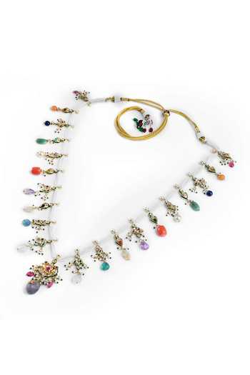 Buy_Curio Cottage_White Navratna Stone Embellished Pendant Rani Haar_Online_at_Aza_Fashions