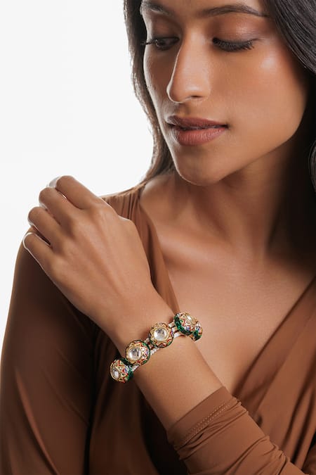 Curio Cottage Kundan & Emamel Dome Bracelet 