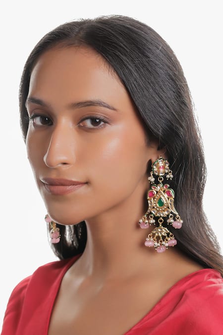 Curio Cottage Song Of Spring Kundan Embellished Earrings 