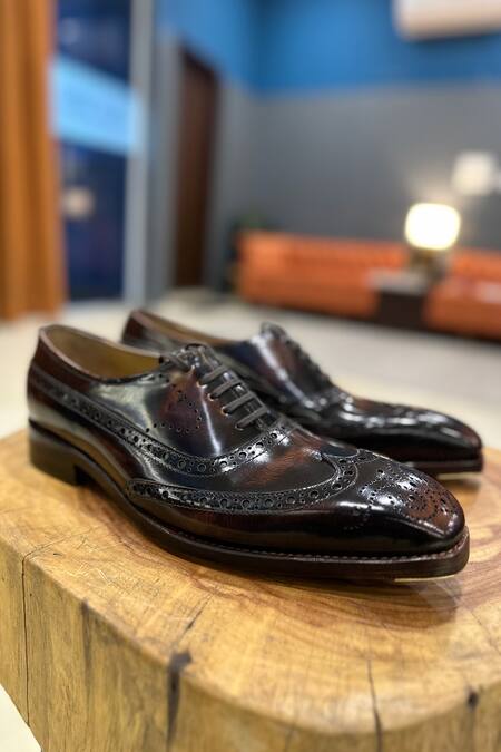 Shop_Fellmonger_Brown Goodyear Welted Full Brogue Oxford Shoes _Online_at_Aza_Fashions