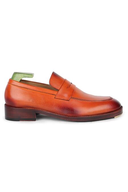 Buy_Fellmonger_Brown Mirror Glossed Penny Loafers _Online_at_Aza_Fashions