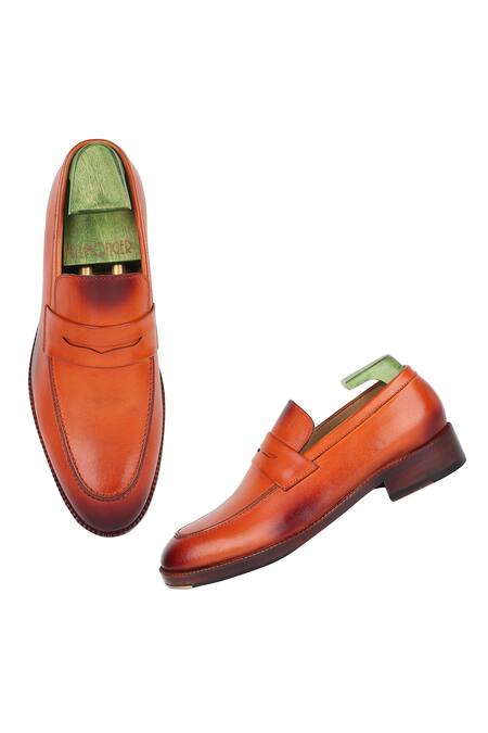 Shop_Fellmonger_Brown Mirror Glossed Penny Loafers _Online_at_Aza_Fashions