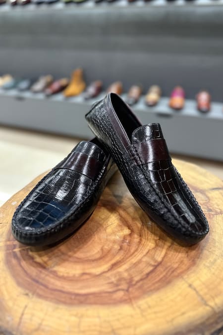 Fellmonger Leather Croco Textured Loafers 