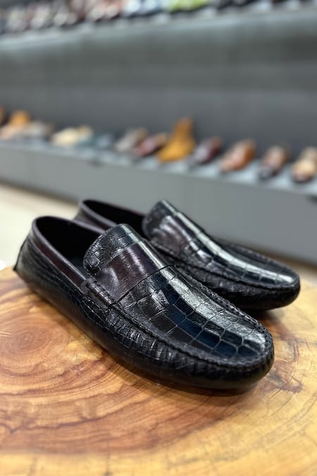 Fellmonger Leather Croco Textured Loafers 