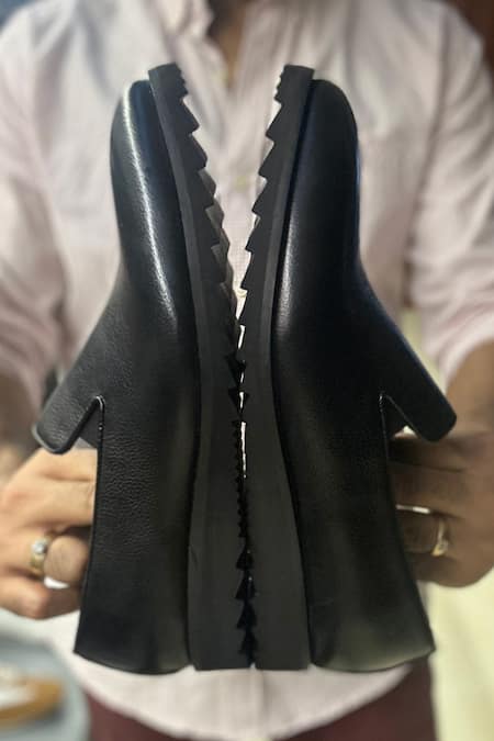 Fellmonger_Black Textured Leather Milled Loafers _Online_at_Aza_Fashions