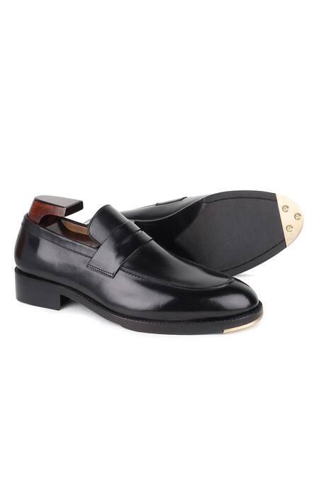Shop_Fellmonger_Black Leather Plain Penny Loafers 